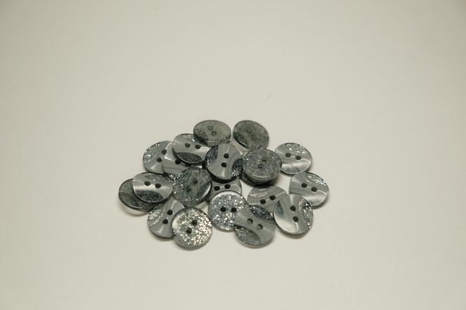 Hovedbilde Knapp Hvit med glitter 12mm