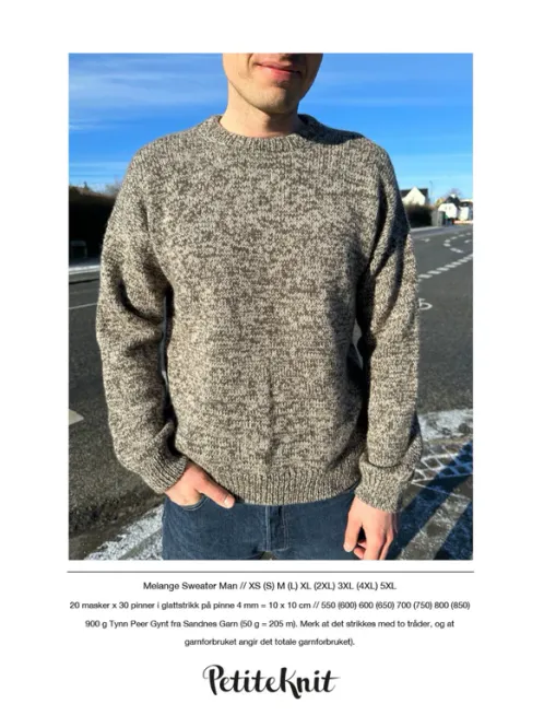 Hovedbilde PK-201 Melange sweater man oppskrift